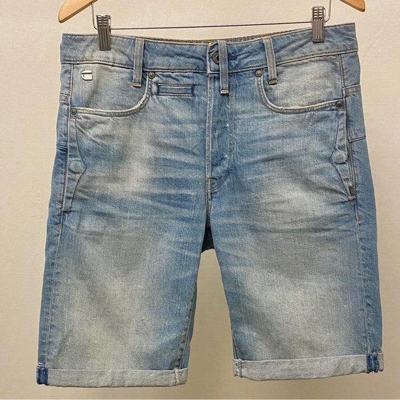 G-Star Raw Size 29 D-Staq 3D Denim Shorts Mens 33x10 Button Fly Light Wash - Picture 14 of 15